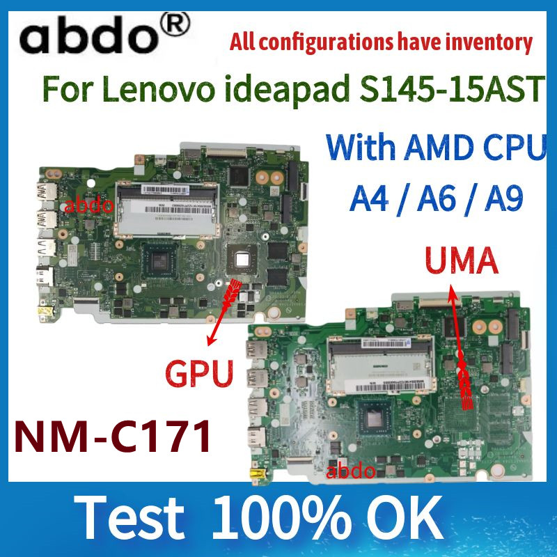 Casing Laptop nm-c171 Motherboard.For Lenovo Ideapad s145-15ast Laptop Motherboard, with A4/A6/A9 AM