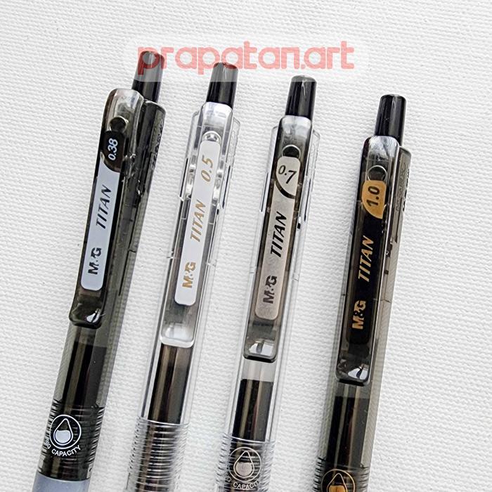 Khusus Gosend! M&G Retractable Gel Pen Titan 0.38Mm-1.0Mm Pena Jel Pulpen