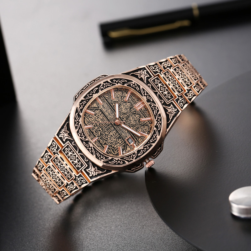Fashion Luxury Brand Vintage Men Quartz Watches Flower Pattern Carving Wristwatch erkek kol saati