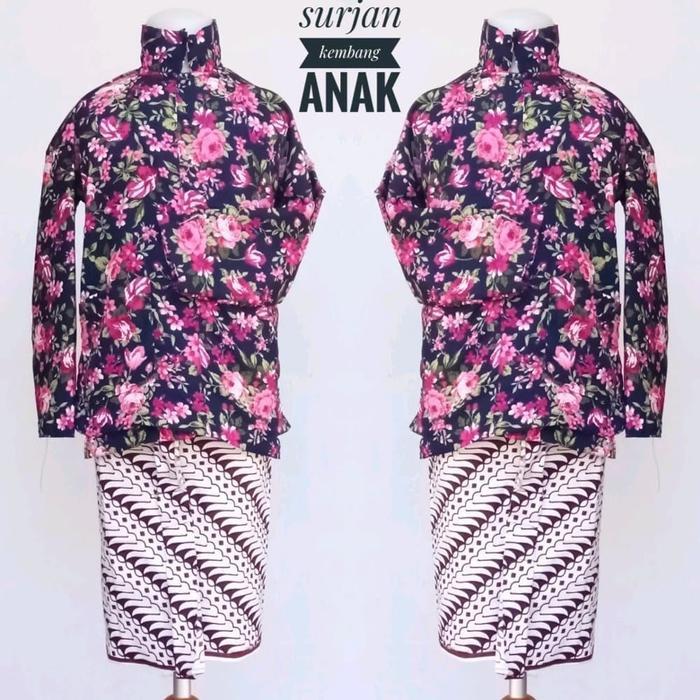 Surjan Kembang Anak Usia SD - Baju Adat Tradisional Motif Bunga