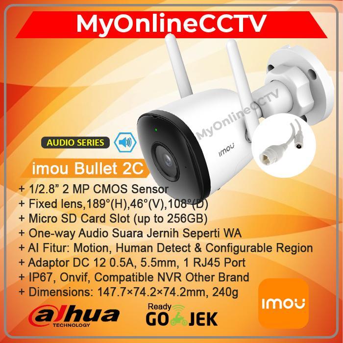 Imou Home Store - Imou Bullet 2C D 2Mp Ip Outdoor Paket Cctv Wifi Dahua