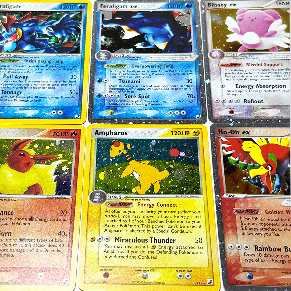 PKM Unseen Forces(UF) Series Foil Rare Proxy Game Cards Ampharos Blissey ex Feraligatr ex Feraligatr