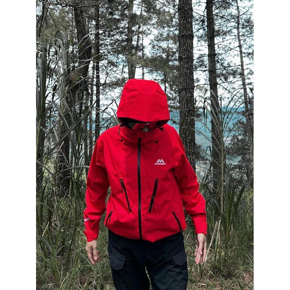 Premium Skyshell Jaket Carumby Gorpcore Drizzle Waterproof Original - Drizzle Black-Jaket Carumby