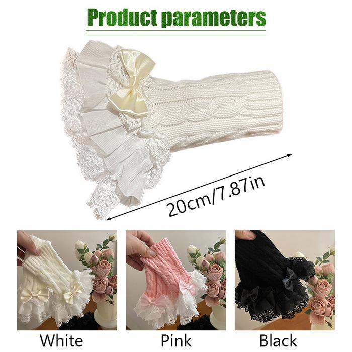 Sarung Tangan Gothic Fingerless Women's Gloves, Knitted Mesh Cuffs, Cross Straps / Women Gothic Lace