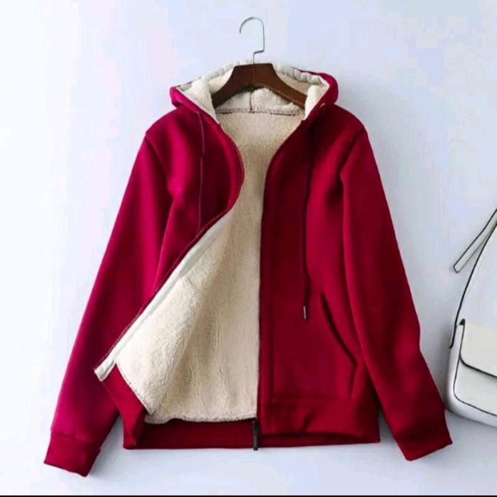 Promo Jaket Switer Hoodie Zip Up Bulu Hangat / Hoodie Cowok / Jaket Musim Dingin Sweater Tebal Pria