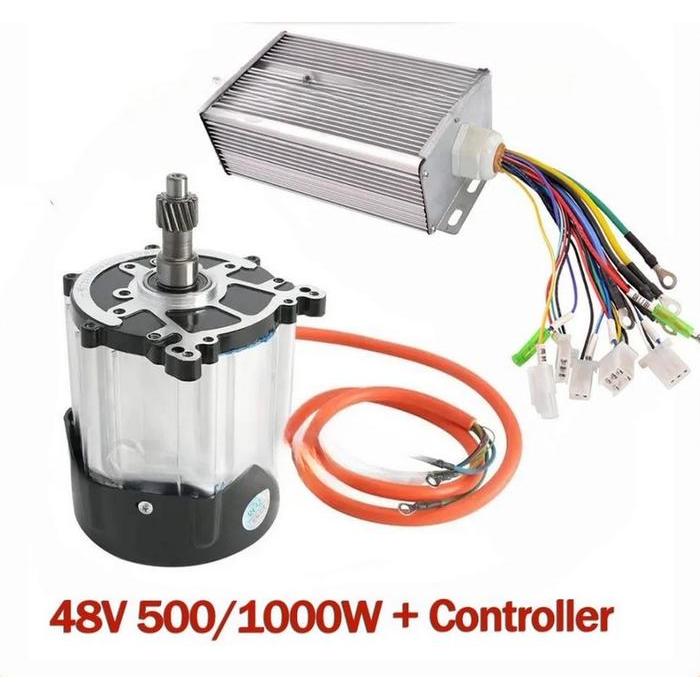 Dinamo Sepedah Listrik DC 48V 1000W+Controller 3300Rpm Becak Listrik Sepeda Roda 3 Speed Controller