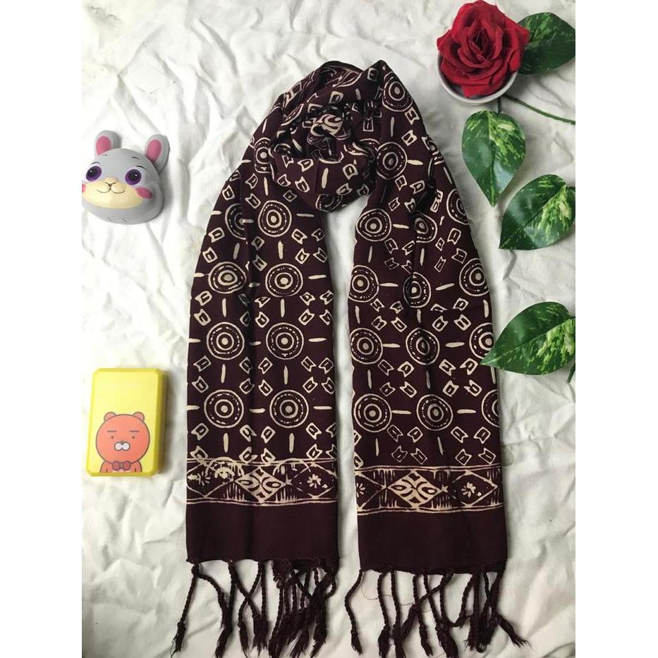 SYAL BATIK CAP - SELENDANG WANITA SANTUNG TERBARU WARNA UNGU GROSIR
