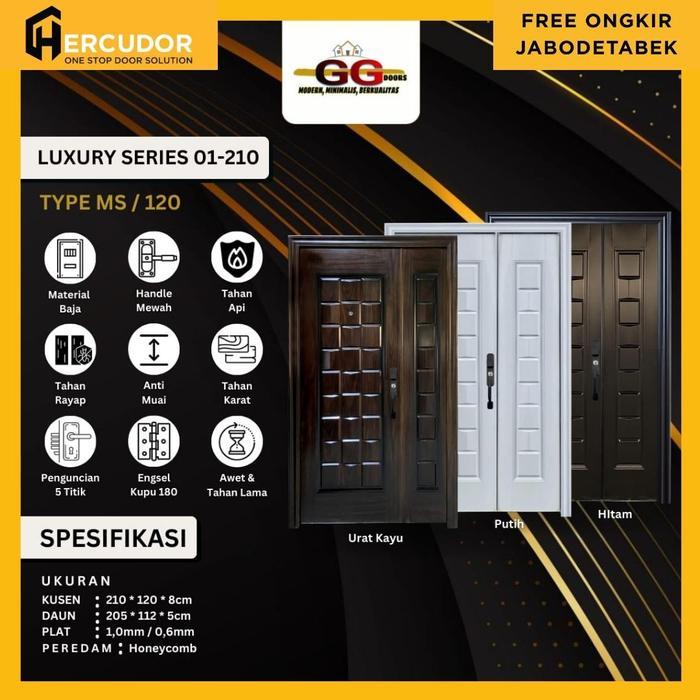 GG LUXURY-210 MS - Pintu Utama Baja Premium GG Luxury - Mother and Son 120x210 - LUX01-210 WHITE, BU