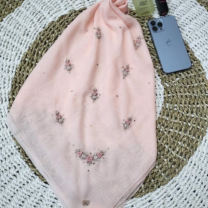 Hijab Segiempat Paris Japan Sulam Tabur