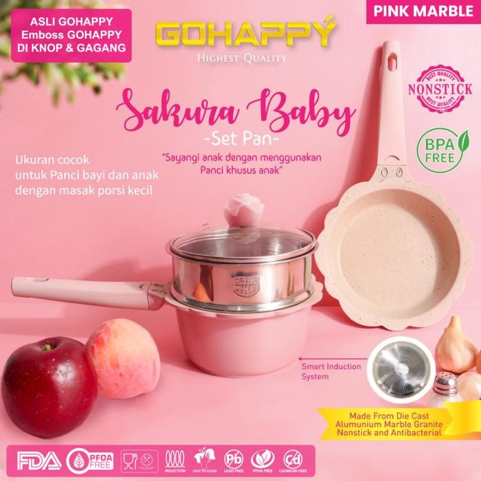 Maxim Kitchenware - Panci Mpasi Set Bayi Lengkap Pink (Bonus Steamer Pengukus)