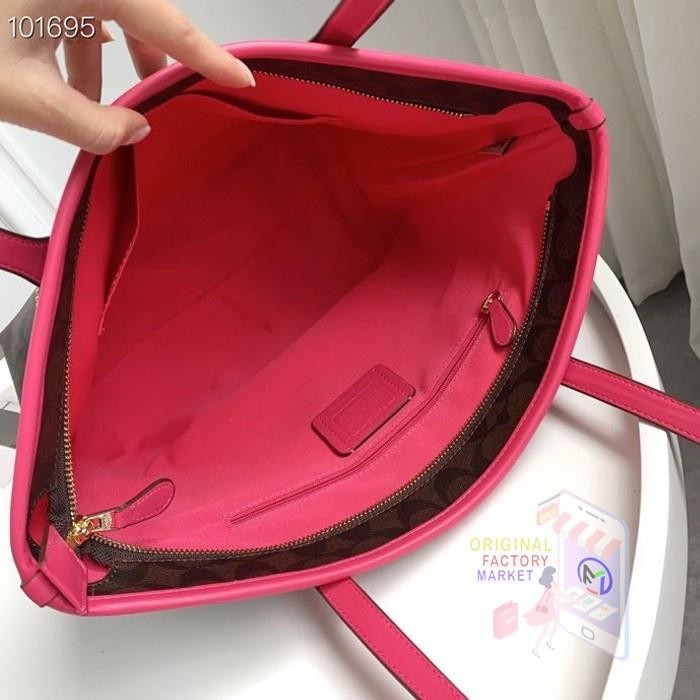 Tas Coc F58292 Tote City Zip Signature Mahogany Rose Pink Original