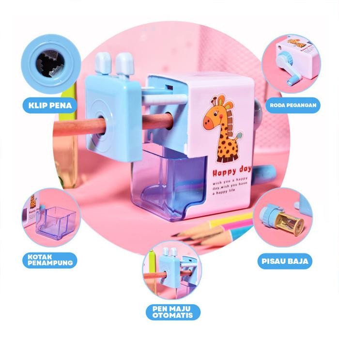 

[READY] Aimilo - Rautan Serutan Pensil Putar Gaya Kartun Sharpener Rautan Meja 4 Warna