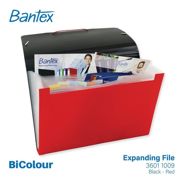 

Bantex BICOLOUR Expanding File Folio 12 Pocket Black Red - 3601 1009