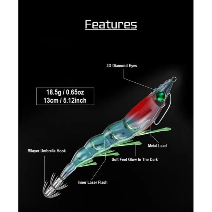 umpan cumi sotong squid lure killer bentuk udang bionik