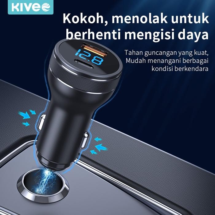 KIVEE 36W CAR CHARGER MOBIL FAST CHARGING TYPE C PD+USB QC LED
