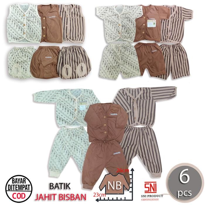 6 Pcs / 3 Set Baju Bayi Pendek Celana Bayi Setelan Perlengkapan Baru Lahir Atasan Murah Lucu Cowok