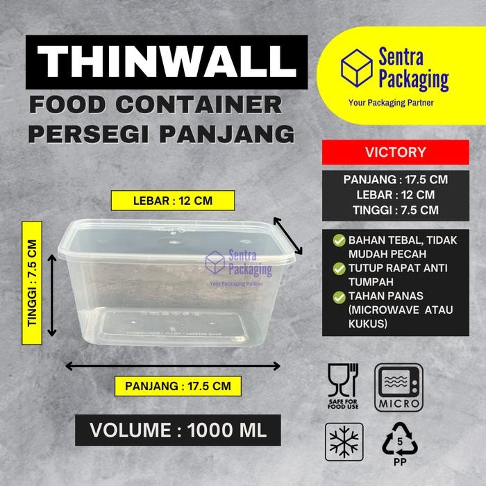 

Kotak Makan Plastik 1000ml / Thinwall / Food Container - VICTORY - DUS