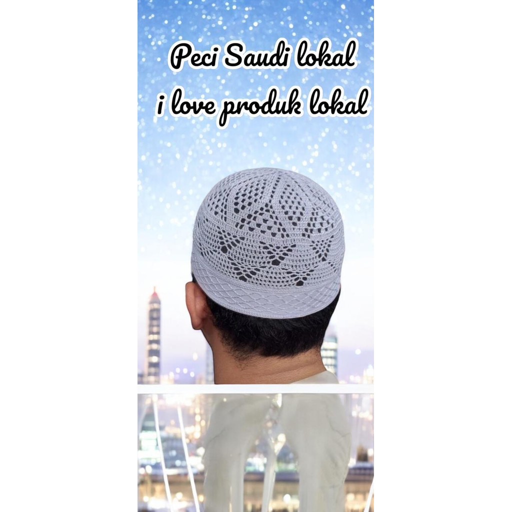 Peci Rajut Saudi Lokal peci Madinah rajut lokal peci Bangladesh rajut lokal putih