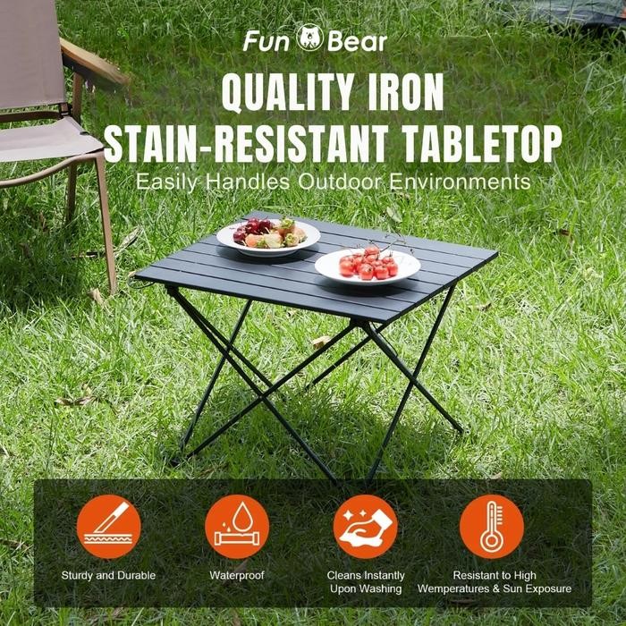 Fun Bear Meja Lipat Portable Outdoor Jumbo 150Kg Meja Camping Serbaguna 4 Ukuran Meja Hiking Travel