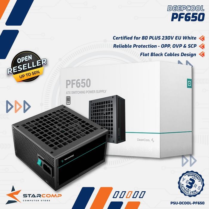 Terlaris Deepcool Pf650 Psu 80 Plus White Flat Cable Power Supply