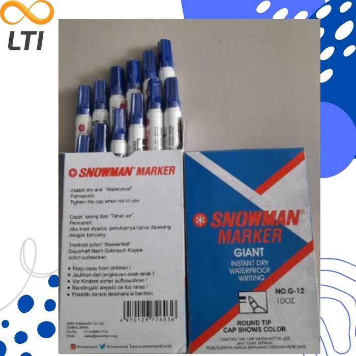 

OJ Spidol Permanent Marker SNOWMAN G-12 Spidol Permanen / Lusin BISA CAMPUR WARNA