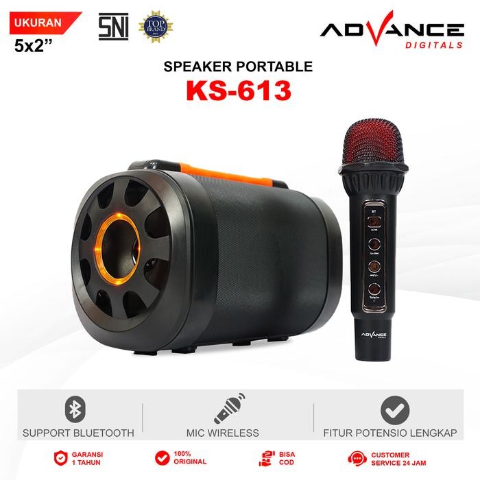 Pilihan- CodAdvance Ks-613 Speaker Bluetooth Portable With Mic Wireless Karaoke Recharger Usb