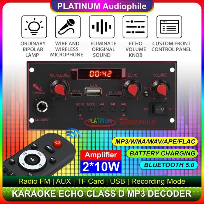 Pilihan- Modul Mp3 Decoder Bluetooth Karaoke Amplifier 2X 10W Multimedia Trolley Speaker