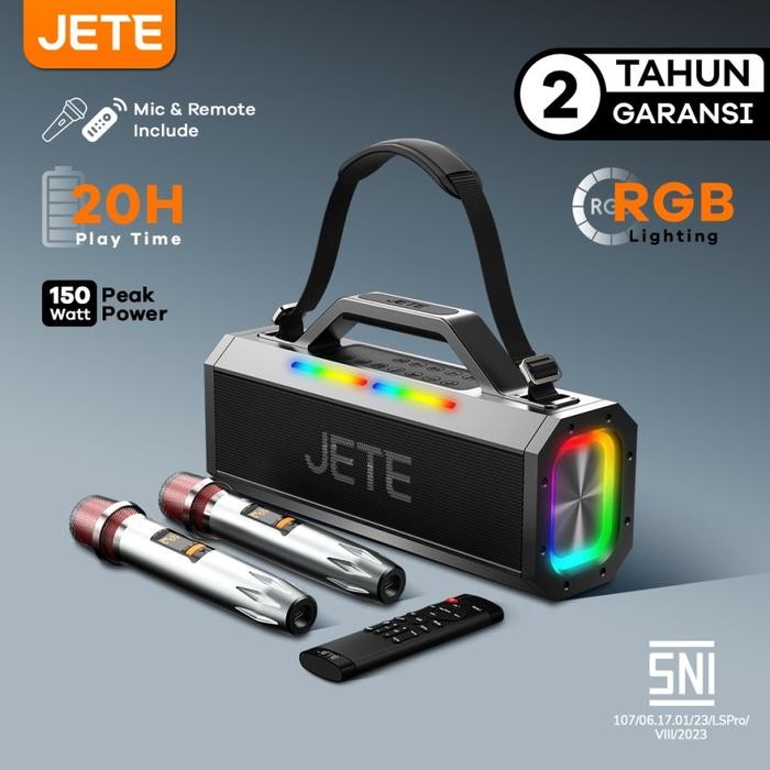 JETE SB1 Speaker Karaoke Bluetooth 2 Mic Super Bass - Garansi 2 Tahun