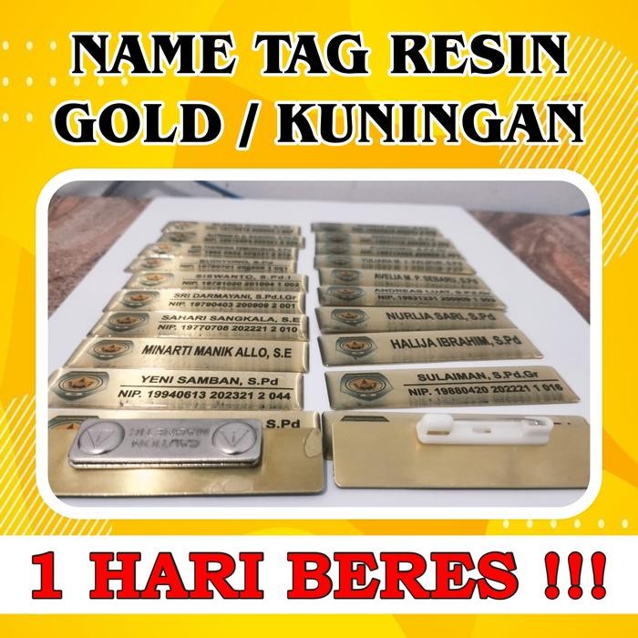 

New Nametag Nama Dada Papan Nama Resin Kuningan Peniti Magnet