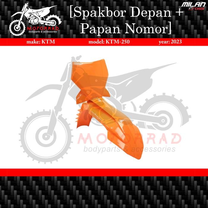 Set Spakbor/ Slebor depan dan papan no KTM 250 2023 merek Milan