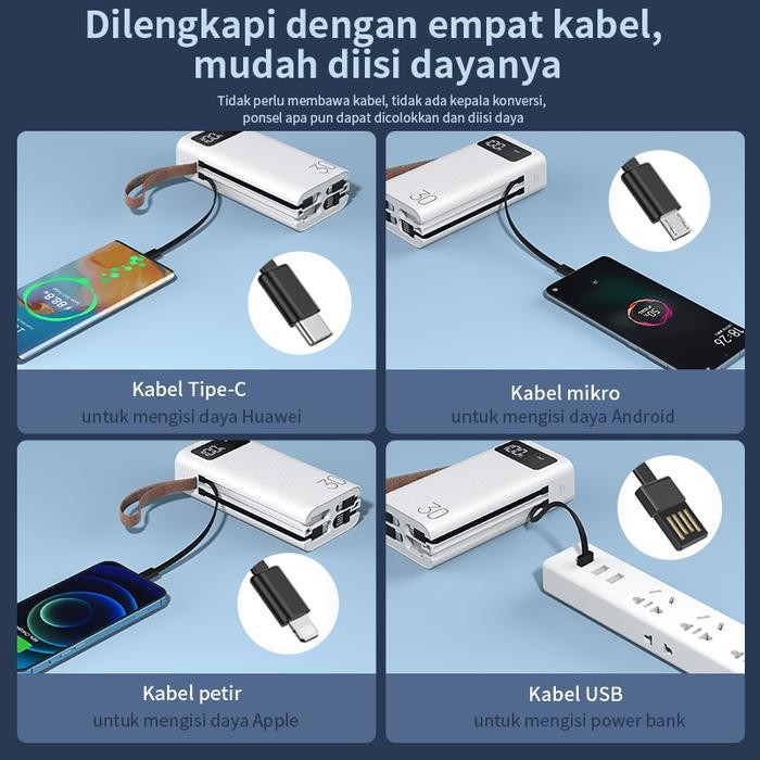 CAYS  Powerbank 30000Mah Basike Asli Lampu Sorot Bandwidth