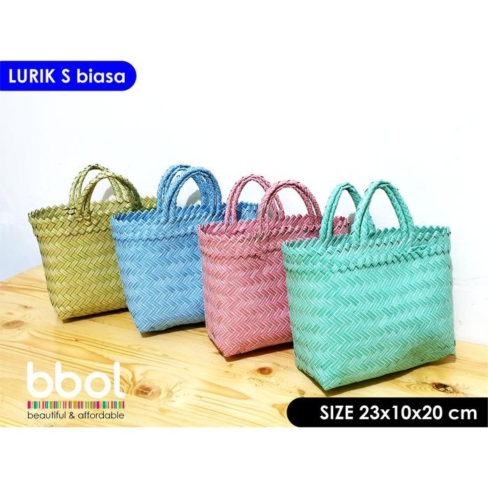 Top tas anyaman plastik polos kecil