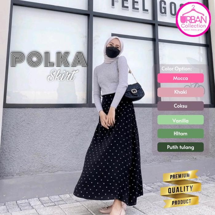 ROK MOTIF POLKADOT PANJANG MAYUNG PRAMIUM JUMBO GRADE A ROK PLISKET ONDE