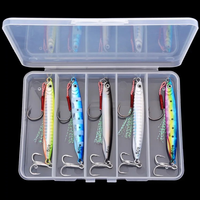 5Pcs/Box Long Metal Cast Jig Hooks 7g-40g Shore Drag Casting Jigging Fish Sea Bass Fishing Lure