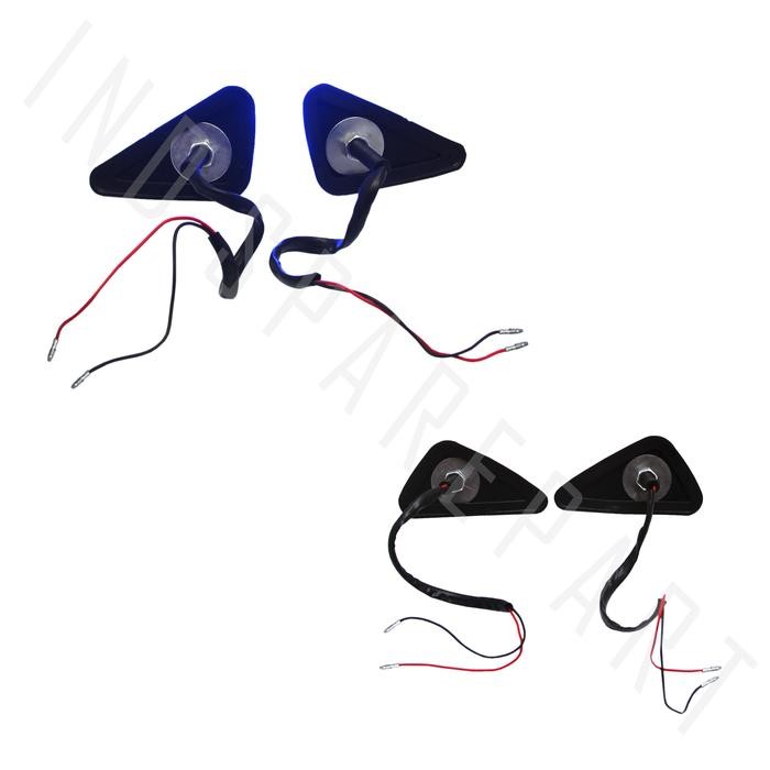 Lampu Sein-Sen Ritting-Riting Tempel Segitiga Set Biru Motor Fairing