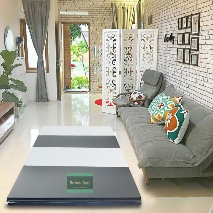 Re-born Tech Kasur Lipat 4 Rebounded R90 Ukuiran 90x200 Matras Senam Playmat Cover Kulit Anti Air
