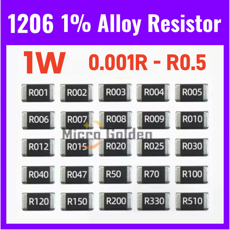 IMPORT (10PCS) 1206 SMD Alloy Resistor Resistance 1W 1% R001 R002 R003 R004 R005 R006 R008 R010 R012