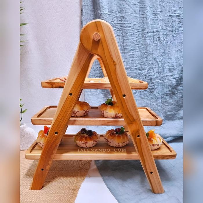 Wooden Cake Stand Kayu Jati/ Cake Stand/ Tatakan Kue