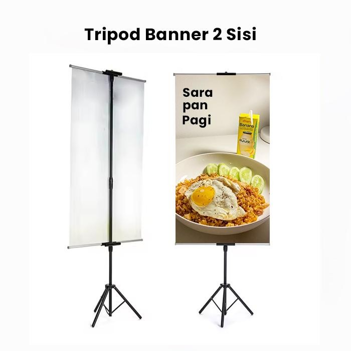 mhho- Tripod Standing Banner 2 Sisi - Besi Standing Banner Tiang Promosi