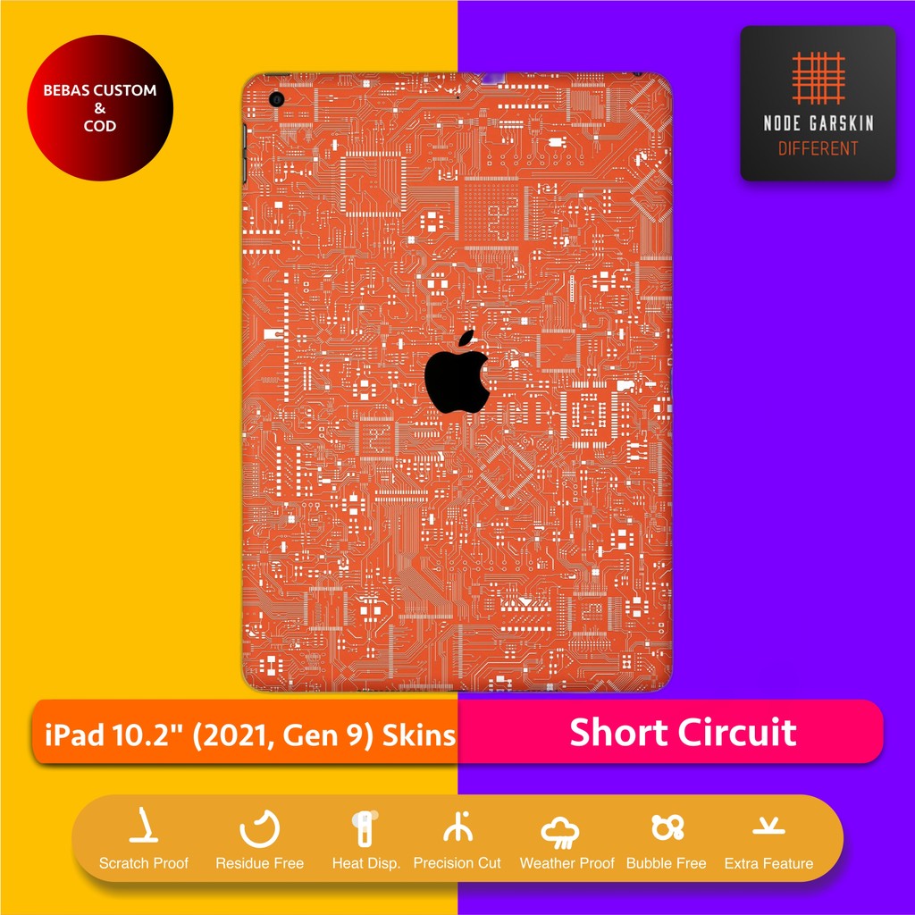 Garskin Skin iPad 10.2 2021 Gen 9 Short Circuit Fullbody / Backonly | Anti Lecet | Case | Vinyl