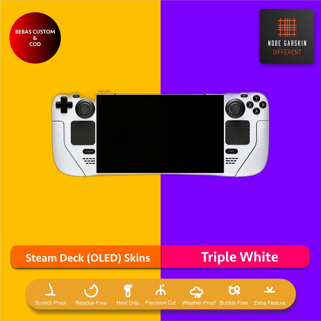 Garskin Skin Steam Deck OLED Triple White Fullbody / Backonly | Anti Lecet | Case | Vinyl