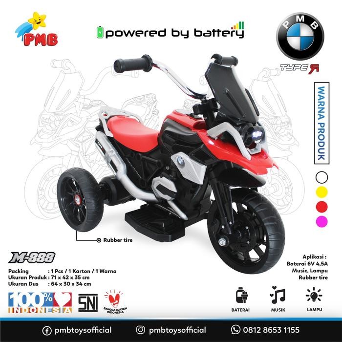 Sepeda Motor Anak PMB 888 (AKI Baterai) Mainan Anak Tricycle M888