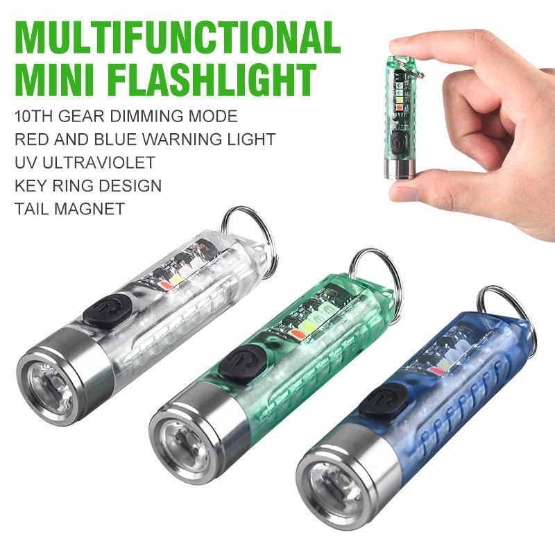 LED Mini Flashlight Type-C Charging Flashlight Mini Keychain Flashlight Waterproof Portable Magnetic