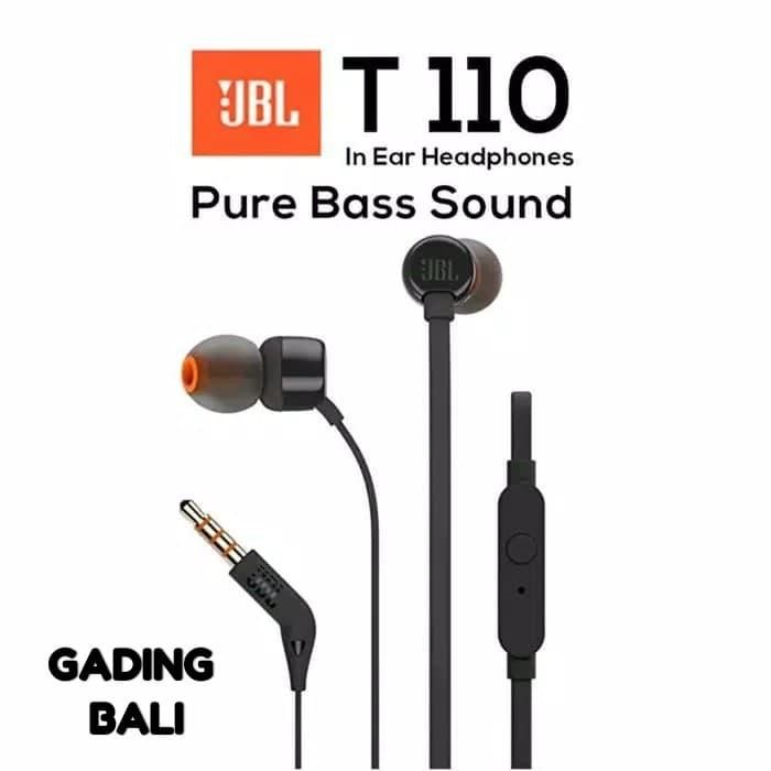 JBL T110 IN EARPHONE BLACK GARANSI IMS