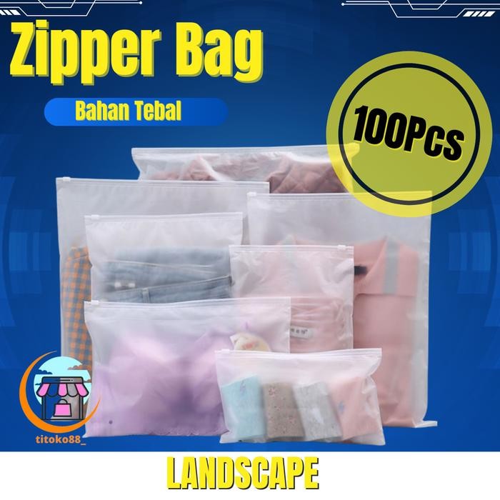 New (LANDSCAPE) Zipper Bag Transparan Bening / Zipper Resleting / Zipper Storage Bag / Zipper Lock /