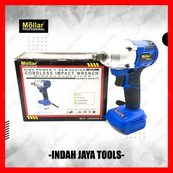 Mollar Ciw20350-U Cordless Impact Wrench 20V Mesin Buka Baut Baterai - Tanpa Baterai