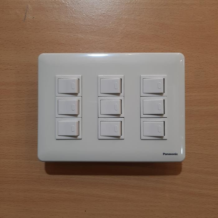 Saklar Panasonic 9 Mata Grid Switch 3 Gang + Inbowdus Besi