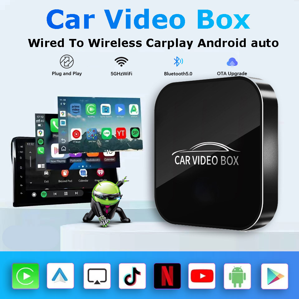 New Car Video Smart Box Wireless CarPlay Adapter Android Auto Smart TV Box Car Intelligent System Su