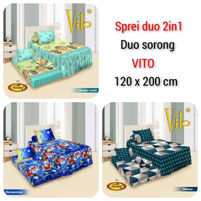 Sprei Duo Sorong 2In1 Vito 120X200 Cm Terlaris Motif Pilihan