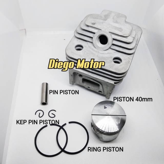 Cylinder block boringan komplit mesin potong rumput 2 tak BG430 Krisbow Matsumoto outboard.